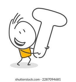 Stick figures. Alphabet. Isolated on white background. Hand drawn Doodle Line Art Cartoon Design character.