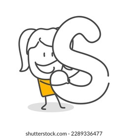 Stick figures. Alphabet. Isolated on white background. Hand drawn Doodle Line Art Cartoon Design character.