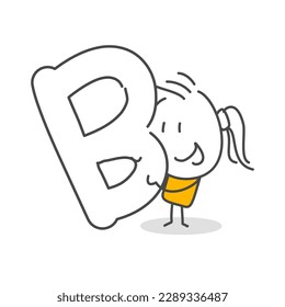 Stick figures. Alphabet. Isolated on white background. Hand drawn Doodle Line Art Cartoon Design character.