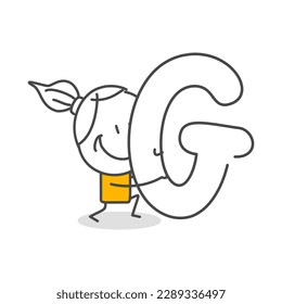 Stick figures. Alphabet. Isolated on white background. Hand drawn Doodle Line Art Cartoon Design character.