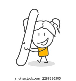 Stick figures. Alphabet. Isolated on white background. Hand drawn Doodle Line Art Cartoon Design character.