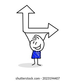 Stick figures. Arrow. Isolated on white background. It can be used for presentations, for explanation, as a mascot, for communication, to express emotions. Nr.14