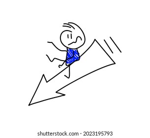 Stick figures. Arrow. Isolated on white background. It can be used for presentations, for explanation, as a mascot, for communication, to express emotions. Nr.7