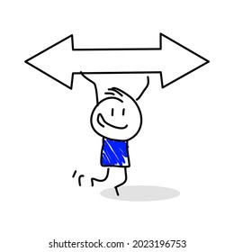Palos. Flecha. Aislado sobre fondo blanco. Se puede usar para presentaciones, para explicaciones, como mascota, para comunicación, para expresar emociones. Nr. 3