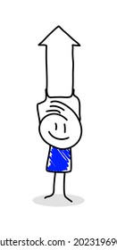 Stick figures. Arrow. Isolated on white background. It can be used for presentations, for explanation, as a mascot, for communication, to express emotions. Nr.1