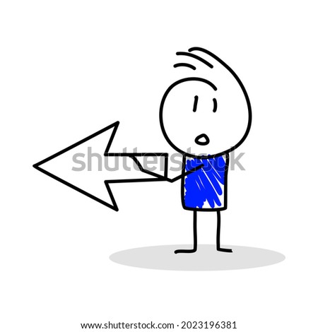 Stick figures. Arrow. Isolated on white background. It can be used for presentations, for explanation, as a mascot, for communication, to express emotions. Nr.5