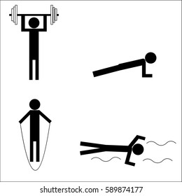 Stick figures of athletes in different kind of sports