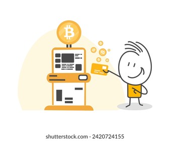 Palos. Bitcoin. Aislado sobre fondo blanco. Personaje de diseño de caricatura de dibujos animados dibujados a mano.
