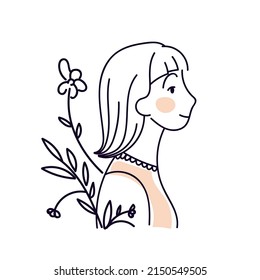 Stick figures: boho girl for social media design and creating your own website. Creating a beautiful boho girl with a dark outline and delicate colors