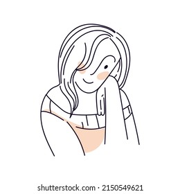 Stick figures: boho girl for social media design and creating your own website. Creating a beautiful boho girl with a dark outline and delicate colors