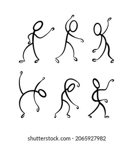 Stick figures collection. Hand drawn doodle people isolated on white background. Vector illustration.