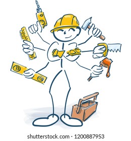 Stick figures as craftsman and multitasking