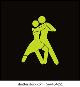 stick figures, dancing, couple, tango, simple flat icon