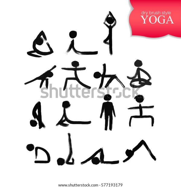 vector de stock libre de regalias sobre stick figures different yoga