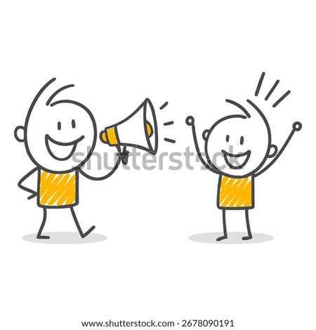 Stick figures. A drawing representing employee engagement and team interaction themes.