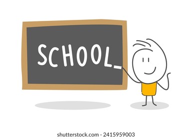 Stick figures. Education. Isolated on white background. Hand drawn Doodle Line Art Cartoon Design character.