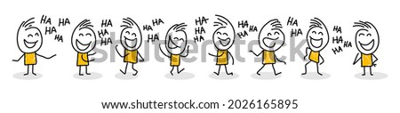 Stick figures. Group of people laughing. Isolated on white background. It can be used for presentations, for explanation, as a mascot, for communication, to express emotions. Nr.1