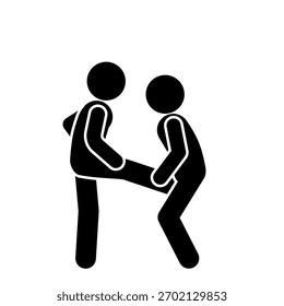 Stick figures having a debate together.