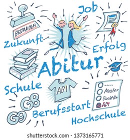 Stick Figures And High School Or College, Letters With Abitur,
Zukunft, Schule, Berufsstart,
Job, Means Graduation From High School,
Future, School, Career Start,
Job,