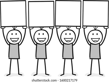 stick figures holding a poster