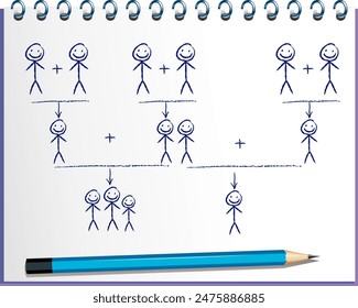 Stick figures illustrating teamwork and cooperation