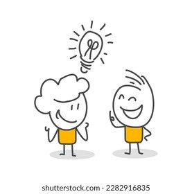 Stick figures. Isolated on white background. Hand drawn Doodle Line Art Cartoon Design character.