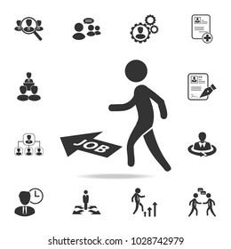 Stick Figures and job arrow icon. Set of Human resources, head hunting icons. Premium quality graphic design. Sign sand symbols collection, simple icons for websites, web design on white background