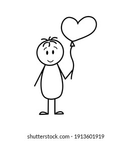 Palos. Pégale al hombre con globo. Ilustración vectorial.