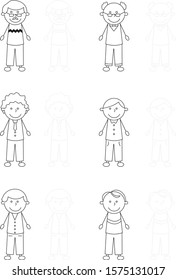 Stick Figures Of Man Vector Drawing. Template For Laser Cutting.