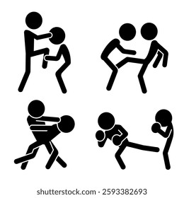 Stick figures martial arts. Techniques and strikes