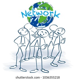 Stick figures and network around the world