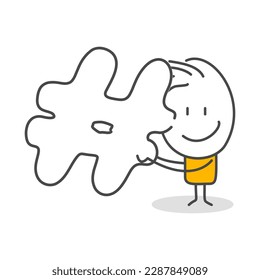 Stick figures. Numbers. Isolated on white background. Hand drawn Doodle Line Art Cartoon Design character.