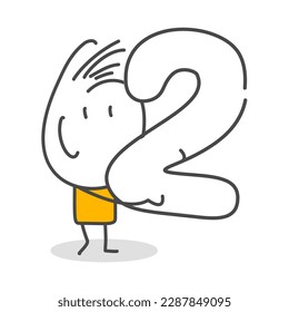Stick figures. Numbers. Isolated on white background. Hand drawn Doodle Line Art Cartoon Design character.