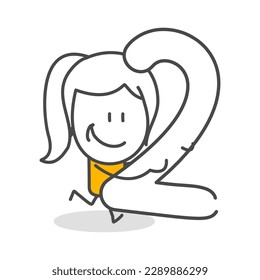 Stick figures. Numbers. Isolated on white background. Hand drawn Doodle Line Art Cartoon Design character.