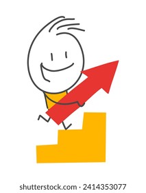 Stick figures. Office people. towards the target. Isolated on white background. Hand drawn doodle line art cartoon design character.