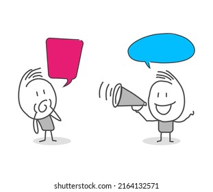 Stick figures. People with speech bubbles. Cartoon style. Social networks, news, social networks, chat, dialogue speech bubbles.