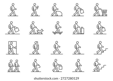 stick figures performing various actions in different scenarios every day high quality professional detailed modern elegant