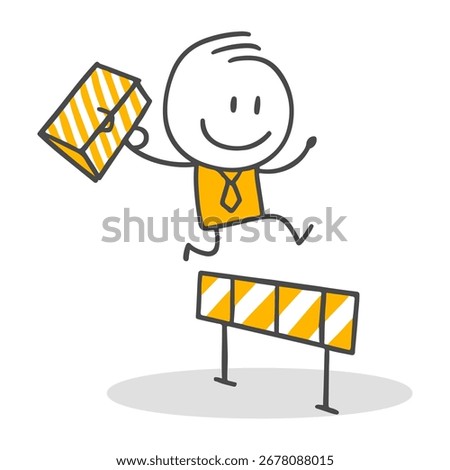 Stick figures. A positive and energetic illustration of a character overcoming obstacles.