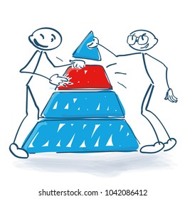 Stick figures with a pyramid and an important intermediate piece