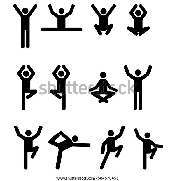 Stick Figures Set Yoga Pose Stock Vector (Royalty Free) 684670456