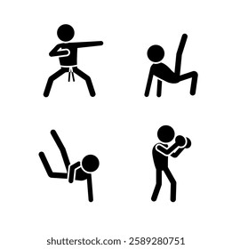 Stick figures. Single martial arts fighters 2