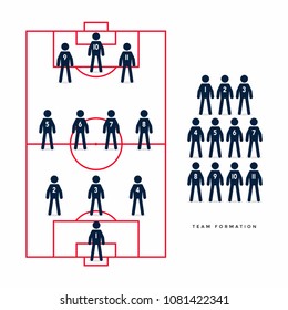 Stick Figures of Soccer or Football Player in Formation. Vector