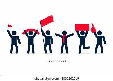 Stick Figures Of Sport Fans Cheering Team. Vector
