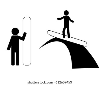 Stick figures with surfers 