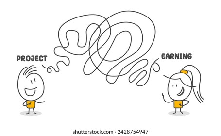 Pegar figuras. Trabajo en equipo. Aislado sobre fondo blanco. Dibujado a mano doodle línea de arte de dibujos animados personaje de diseño.