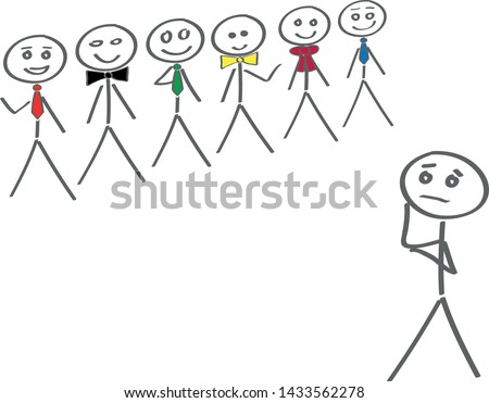 Stick figures thinking over which political party to choose