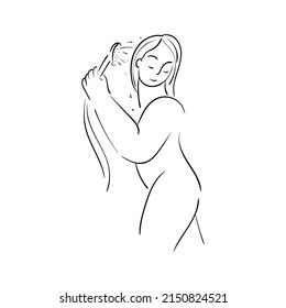 Stick figures: a very simple line illustration of a person in different life situations, hand-drawn with a graphic brush. Caricatures from people's lives.