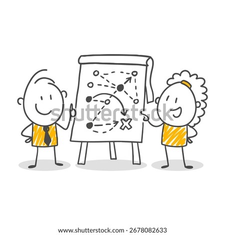 Stick figures. A visual representation symbolizing team spirit and the process of achieving a common goal.