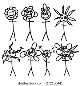 Stick flower figures