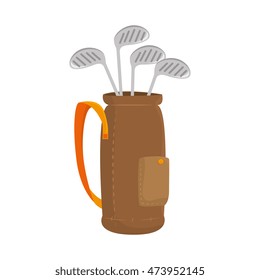 stick golf balls bag accesory sport game vector illustration